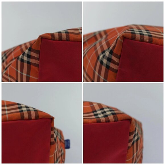 BURBERRY Nova Check Blue Label Tote Bag Nylon Leather Orange Brown Auth ti1814 - Picture 14 of 16